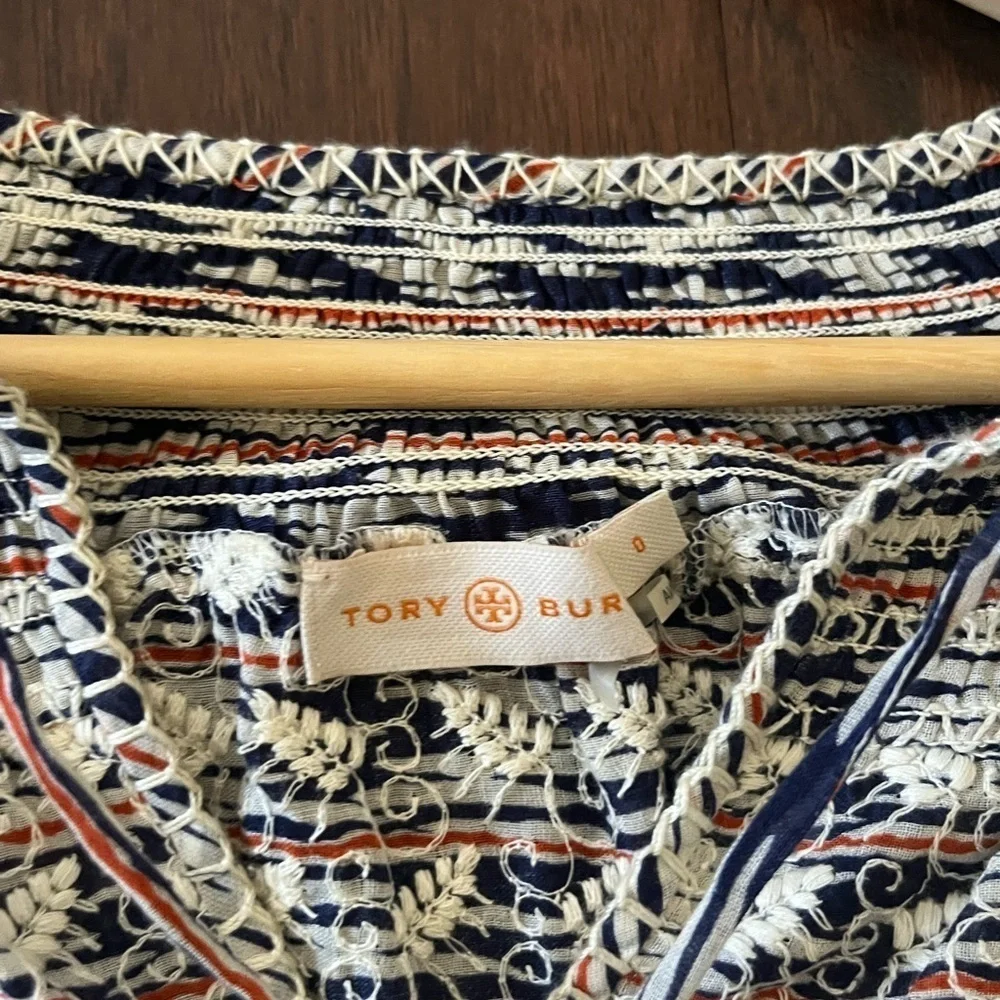 Tory Burch Embroidered Long Sleeve Blouse